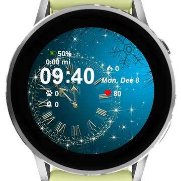 Christmas Ball Clock Blue Garmin watch face preview