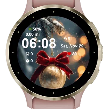 Christmas Ball Red Bow Garmin watch face preview