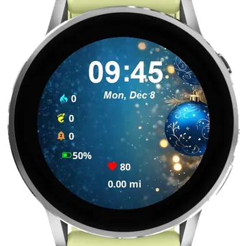 Christmas Balls Blue Garmin watch face preview
