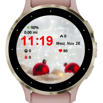 Christmas Balls Lights Garmin watch face preview