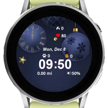 Christmas Balls Stars Dark Garmin watch face preview