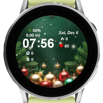 Christmas Balls Stars Garmin watch face preview