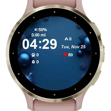 Christmas Blue Balls Fir Garmin watch face preview