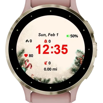 Christmas Border Night Garmin watch face preview