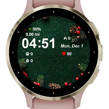Christmas Branches Red Garmin watch face preview