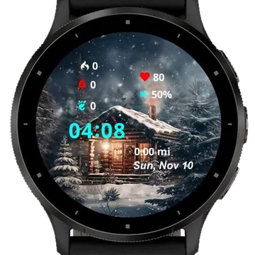 Christmas Cabin Garmin watch face preview