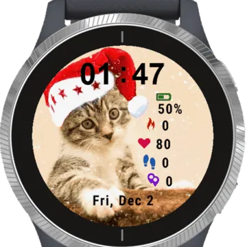 Christmas Cat Garmin watch face preview