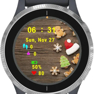 Christmas Cookies Garmin watch face preview