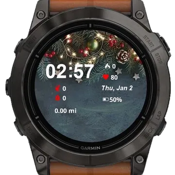 Christmas Decoration Blue Backdrop Garmin watch face preview