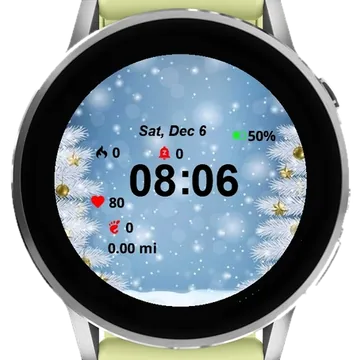 Christmas Fir Trees Snow Garmin watch face preview