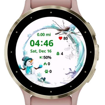 Christmas Frame with Snowman Garmin watch face preview