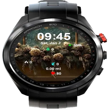 Christmas Garland Pine Cones Garmin watch face preview