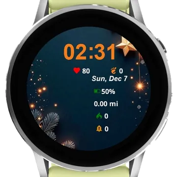 Christmas Gold Stars Fir Garmin watch face preview