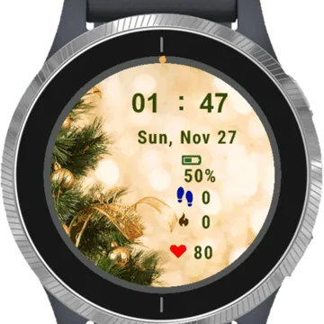 Christmas Golden Background Garmin watch face preview