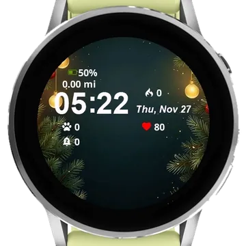 Christmas Golden Balls Fir Garmin watch face preview