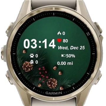 Christmas Green Decor Garmin watch face preview