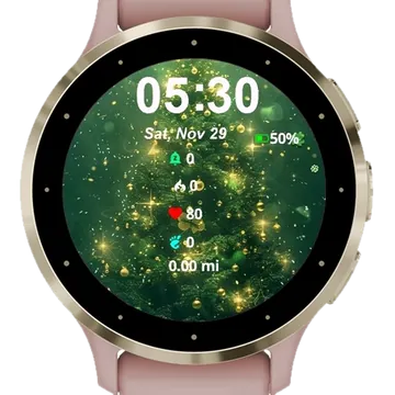 Christmas Green Tree Winter Garmin watch face preview