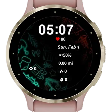 Christmas Green Garmin watch face preview