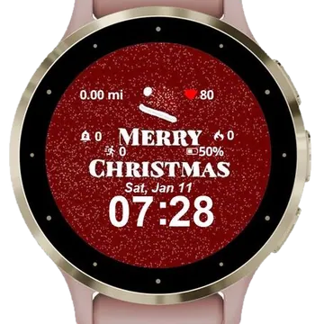 Christmas Greetings in Red Garmin watch face preview