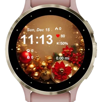 Christmas Holiday Ornament Border Garmin watch face preview