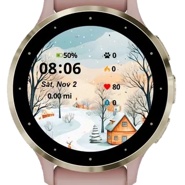 Christmas Landscape Nature Garmin watch face preview