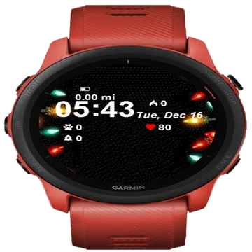 Christmas Lights Black Garmin watch face preview