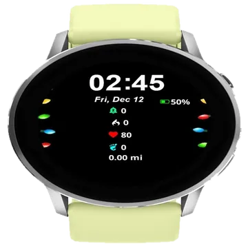 Christmas Lights Border Garmin watch face preview