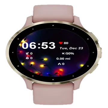 Christmas Lights Dark Garmin watch face preview