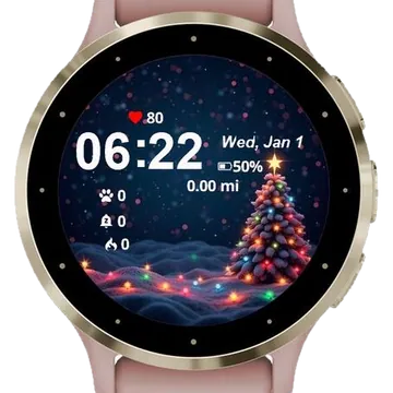 Christmas Lights on Midnight Garmin watch face preview