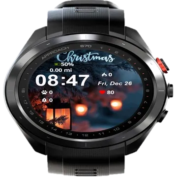 Christmas Lights Snow Garmin watch face preview