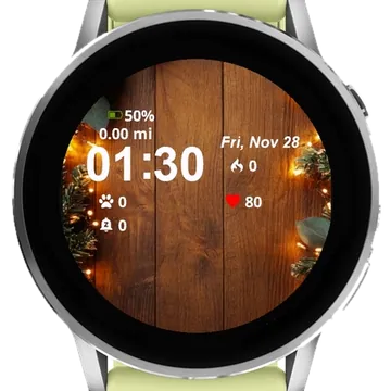 Christmas Lights Wood Garmin watch face preview