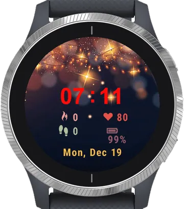 Christmas Lights Garmin watch face preview