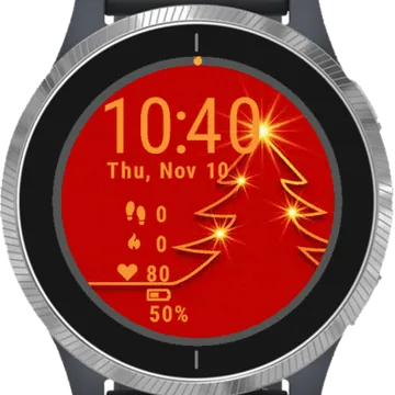 Christmas Minimal Red Background Garmin watch face preview