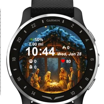 Christmas Nat Scene Three Wise Garmin watch face preview