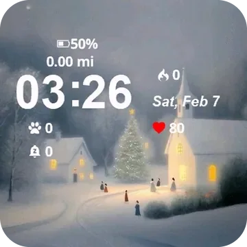 Christmas Night Painting Garmin watch face preview