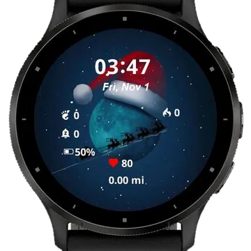 Christmas on the Moon Garmin watch face preview