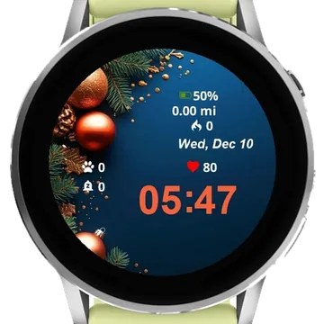 Christmas Ornament Pine Garmin watch face preview
