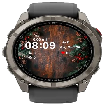 Christmas Pines Corner Red Garmin watch face preview