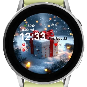 Christmas Present Box Red Garmin watch face preview