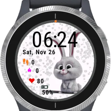Christmas Rabbit Snowball Garmin watch face preview