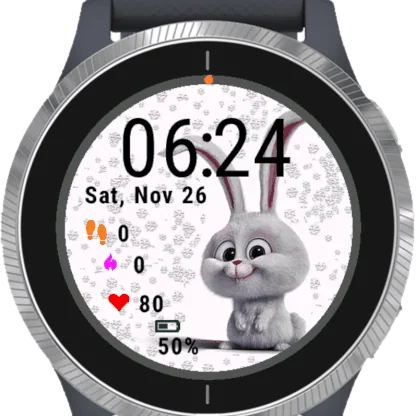 Christmas Rabbit Snowball Garmin watch face preview
