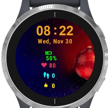 Christmas Red Ball Garmin watch face preview