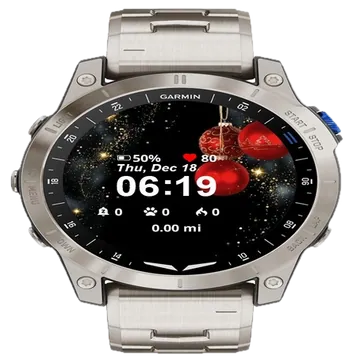 Christmas Red Gold Garmin watch face preview