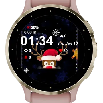 Christmas Reindeer Garmin watch face preview