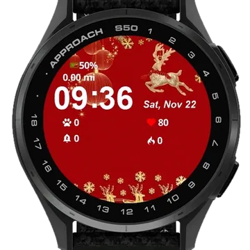 Christmas Reindeers Snowflakes Garmin watch face preview
