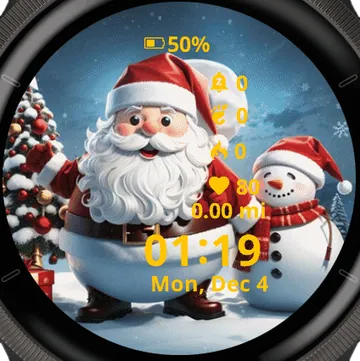 Christmas Santa and Snowman Garmin watch face preview