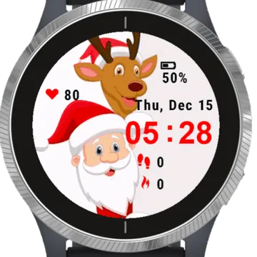 Christmas Santa Reindeer Garmin watch face preview
