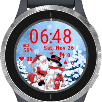Christmas Santa Snowflakes Snowman Garmin watch face preview