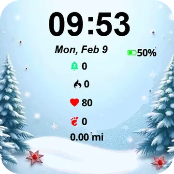 Christmas Snow Background Garmin watch face preview