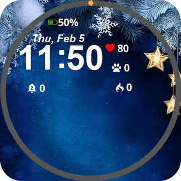 Christmas Snow Stars Garmin watch face preview